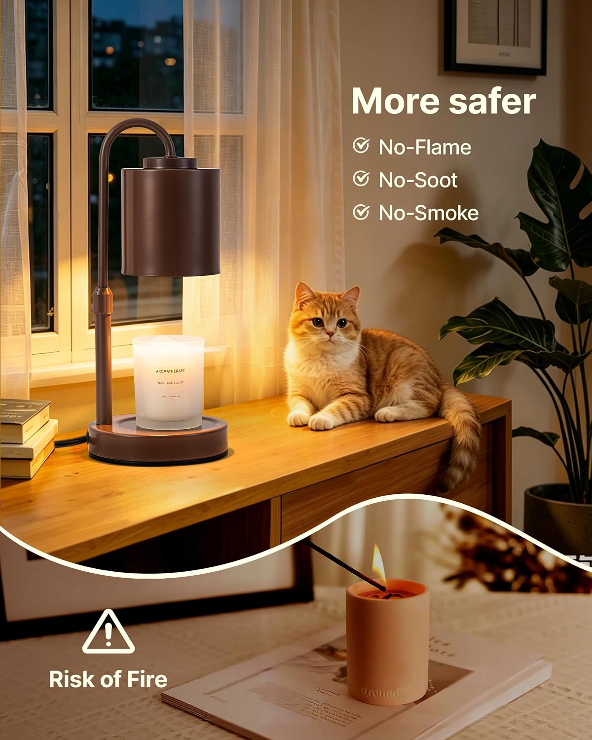 CASTLELIFE Dimmable Candle Warmer Lamp with Timer, Height Adjustable Candle Warmer for Jar Candles, Electric Wax Melt Warmer for Home Decor House Warming Gifts, Birthday Gifts for Women, Black Clear