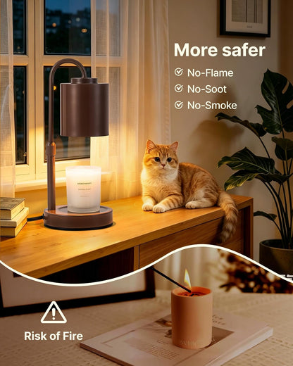 CASTLELIFE Dimmable Candle Warmer Lamp with Timer, Height Adjustable Candle Warmer for Jar Candles, Electric Wax Melt Warmer for Home Decor House Warming Gifts, Birthday Gifts for Women, Black Clear
