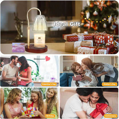 Candle Warmer Lamp with 3 Bulbs, Adjustable Height Dimmable Candle Warmer with Timer, Candle Lamp with Charming Gift Box Ribbon,Birthday Gifts for Women Mom, House Warming Gifts New Home Decor