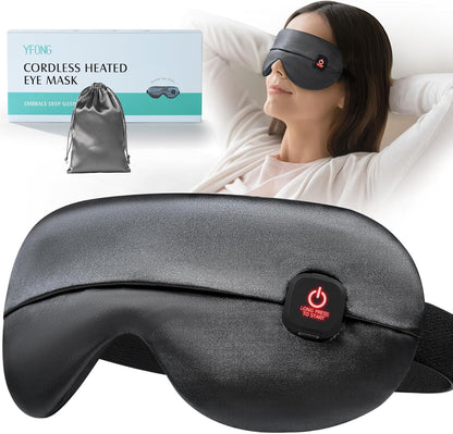 YFONG Cordless Heated Eye Mask for Dry Eyes, Warm Eye Compress, Black