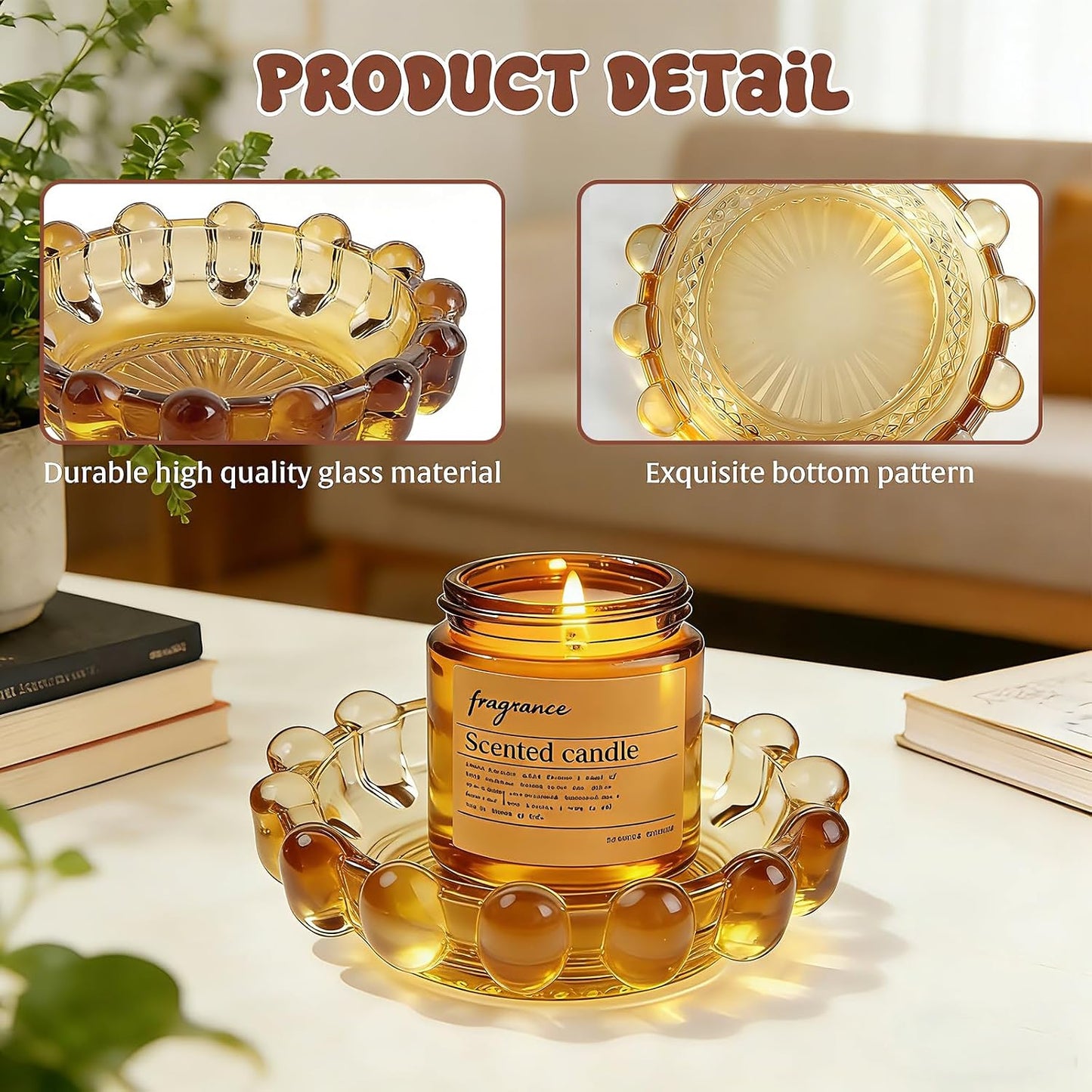 Bubble Glass Candle Dish Chic Large Clear Candle Holder Tray for Home Decor Modern Decorative Plate for Tea Lights Pillar Candles