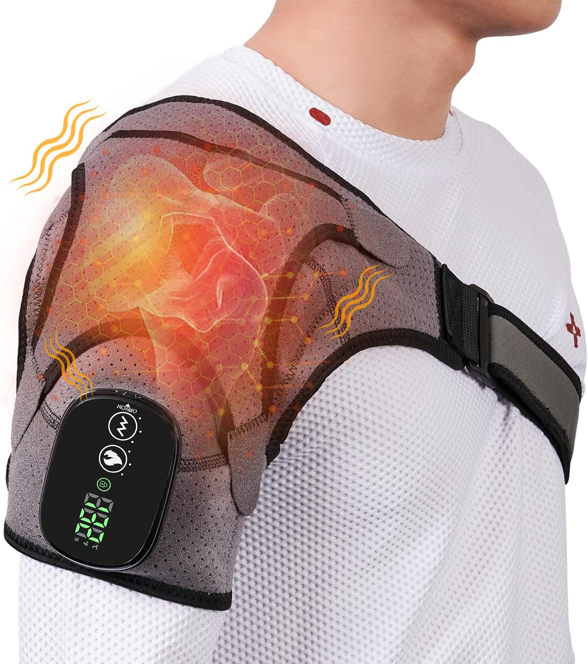 Shoulder Heating Pad with Massager,Rotator Cuff Shoulder Pain Relief,Black