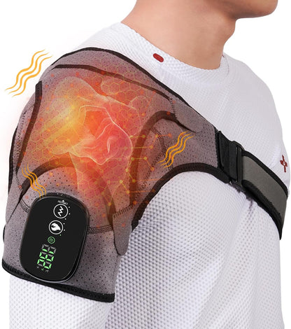 Shoulder Heating Pad with Massager,Rotator Cuff Shoulder Pain Relief,Black