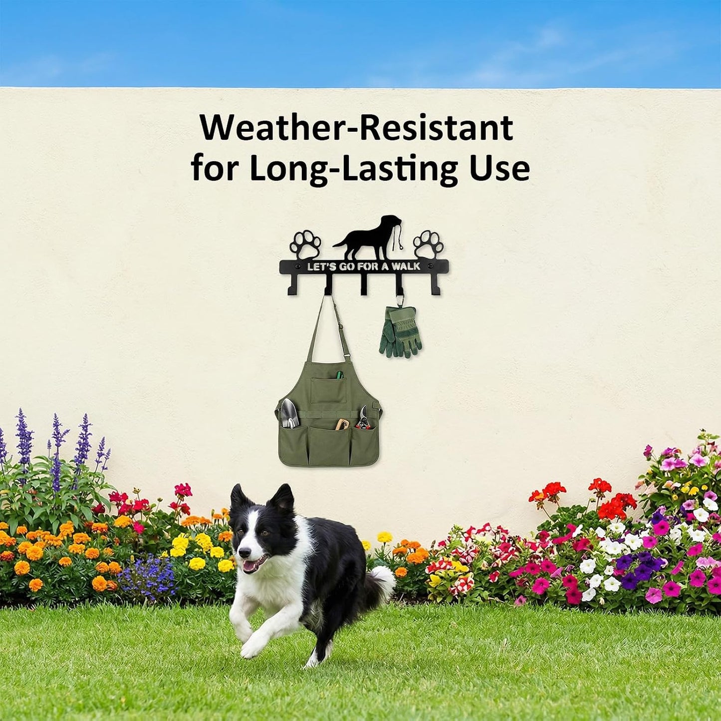 5-Hooks Dog Leash Holder for Wall,Key Holders Key Holder Leash Hooks | Metal, Wall Mounted, with Screws, Dog Accessory Holders, Pet Leashes Organizer, for Collars, Entryway, Hallway, Kitchen Decor
