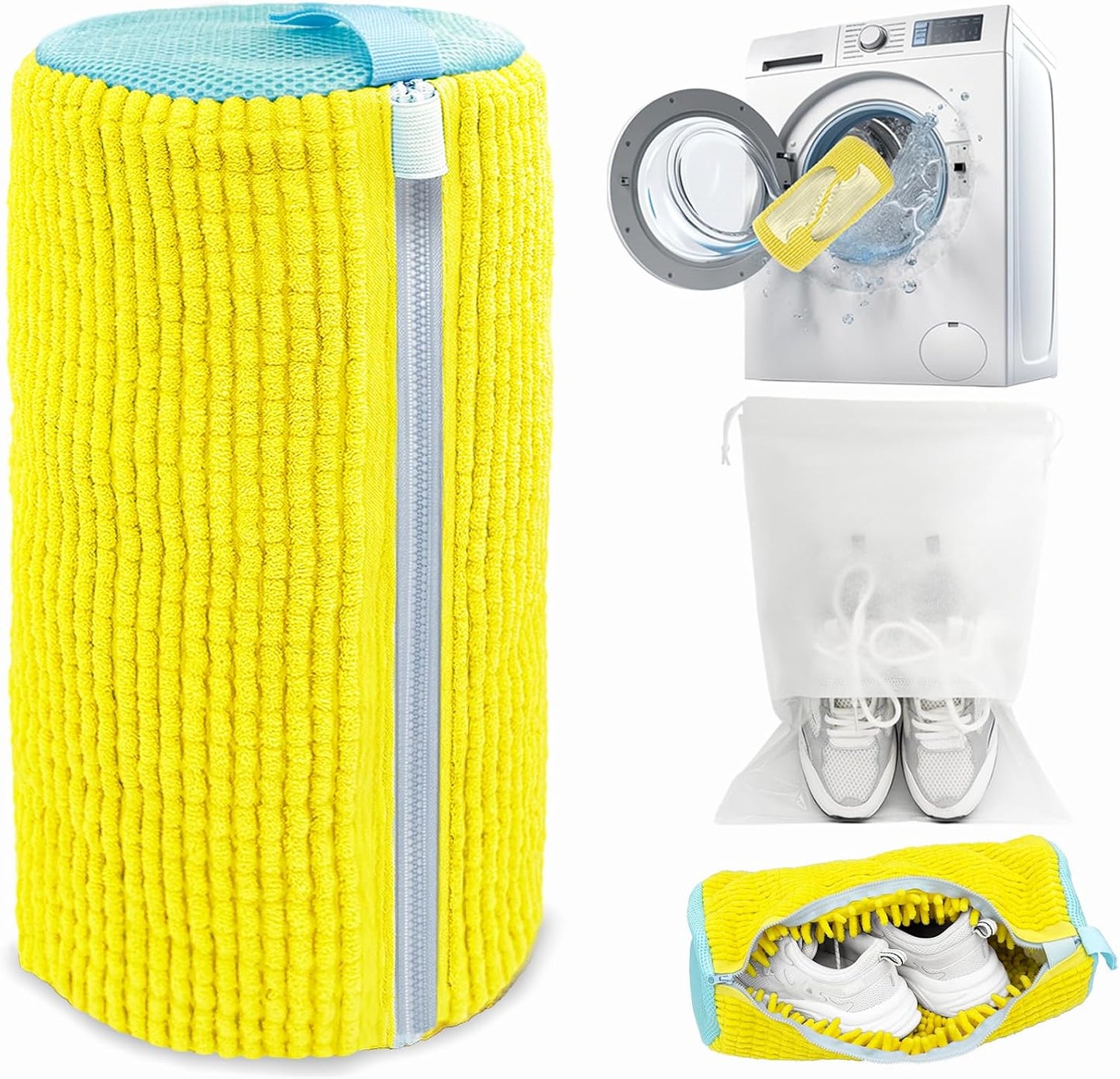 Shoe Washing Machine Bag,Laundry Shoe Bag for Washer and Dryer,Reusable Shoe Cleaning Bag for Sneakers,Tennis Shoes,With Self-locking Zipper, Microfiber Inside,Include Shoe Bag (Pro Grey - 1 Pack)