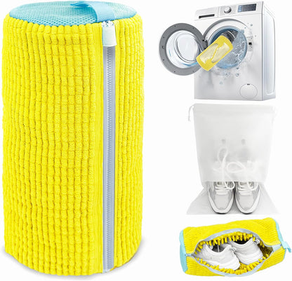 Shoe Washing Machine Bag,Laundry Shoe Bag for Washer and Dryer,Reusable Shoe Cleaning Bag for Sneakers,Tennis Shoes,With Self-locking Zipper, Microfiber Inside,Include Shoe Bag (Pro Grey - 1 Pack)