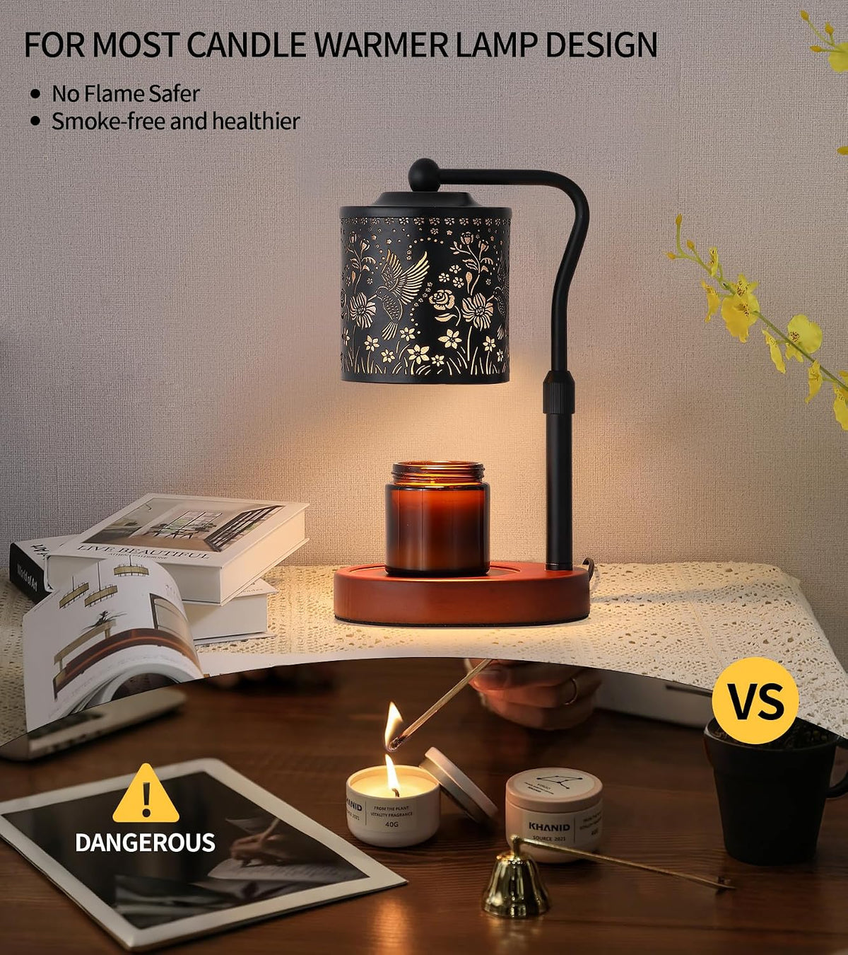 MEXISUE Candle Warmer Lamp with Timer, Bird Candle Warmer Lamp with Jar Candles,Wax Melt Warmer for Housewarming Gift, Birthday Mother's Day Valentines Gifts for Women,Mom,Sister,Bedroom Decor