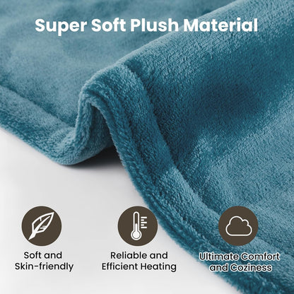 DAILYLIFE Heating Pad with Massager for Neck and Shoulders, Wearable Electric Heating Pads for Back Pain Relief, Auto-Shut Off, 6 Heat Settings, 4 Massage Modes, Large Size, UL Certified, Blue