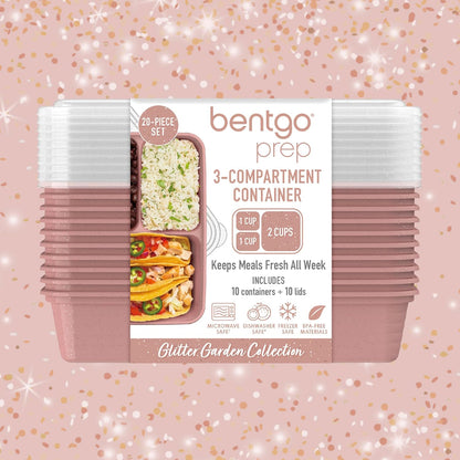 Bentgo Prep 3-Compartment Meal Prep Containers with Lids, 20 Piece Set | 4-Cup Capacity, Portion Control, Stackable, Microwave, Freezer & Dishwasher-Safe, PFAS & BPA-Free (Navy Blue)