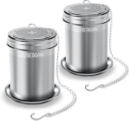 House Again Tea Infusers, Extra Fine Mesh Tea Strainers for Loose Tea, Updated Slim Threaded Lid & 304 Stainless Steel, Filter Bags Diffusers, Loose Leaf Tea Steeper for Brew Tea Spices & Seasonings