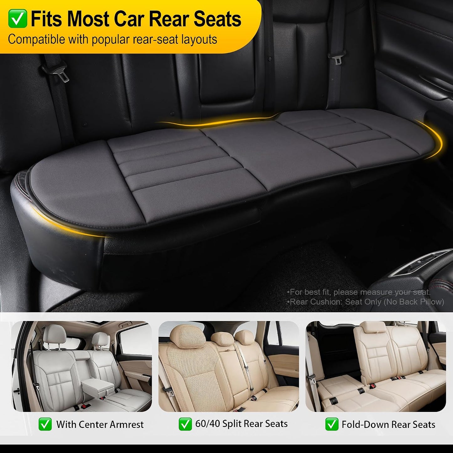 kingphenix Memory Foam Car Seat Cushion for Driver and Office Chair Comfort | 1.2-Inch-Thick Memory Foam Seat Pad, Soft, Breathable Fabric, Non-Slip Silicone Bottom for Long Drives and Office Use, Black