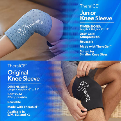 TheraICE Knee Ice Pack Wrap, Reusable Cold Compression Sleeve for Injuries | Flexible Gel Ice Pack, Cooling Knee Sleeve for Elbow, Ankle & Calf, Post-Surgery Recovery, ACL MCL Relief