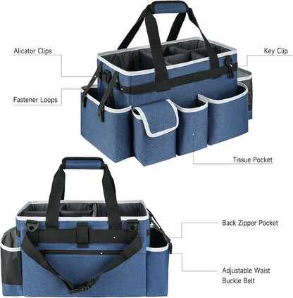 Cleaning Caddy Bag,Large Cleaning Supplies Organizer with Handle for Housekeepers,Purple