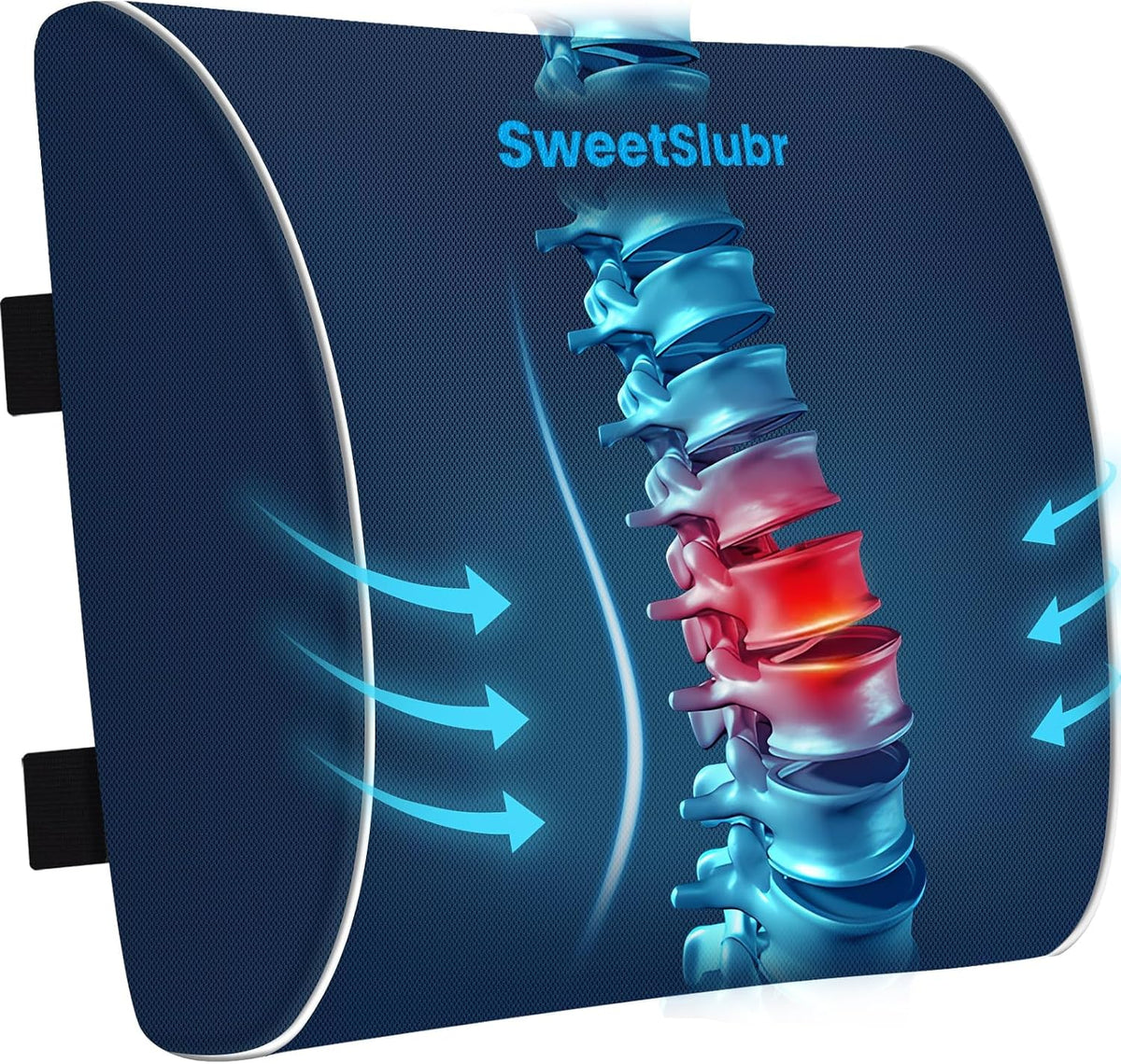 SweetSlubr Lumbar Support Pillow for Office Chair,Back Support(Black,Large)