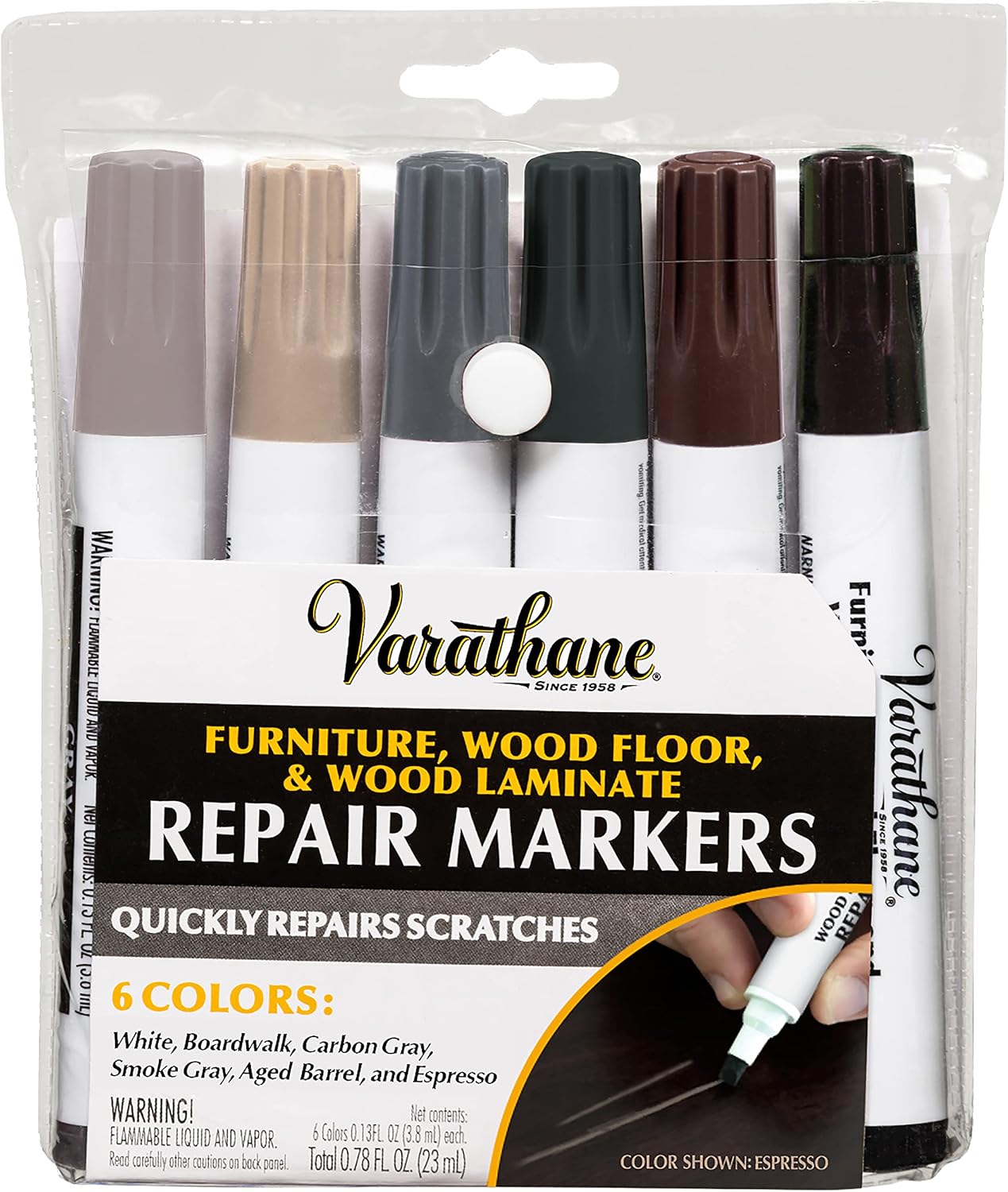 Varathane 347840 Wood Stain Repair Marker Kit, Assorted Warm Tones