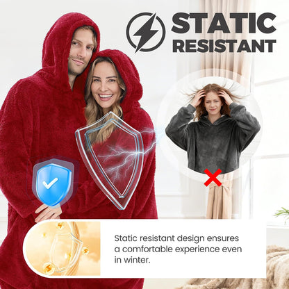 PJGGZ Wearable Blanket Hoodie for Women Men, Fleece Warm Comfy Hooded Sweatshirt with Pockets & Sleeves Cozy Gift for Adult