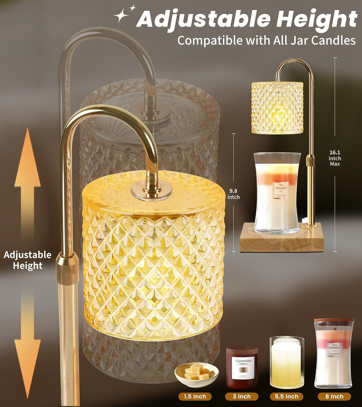 TigQiang Candle Warmer Lamp with Timer, Birthday Gifts for Women, Amber