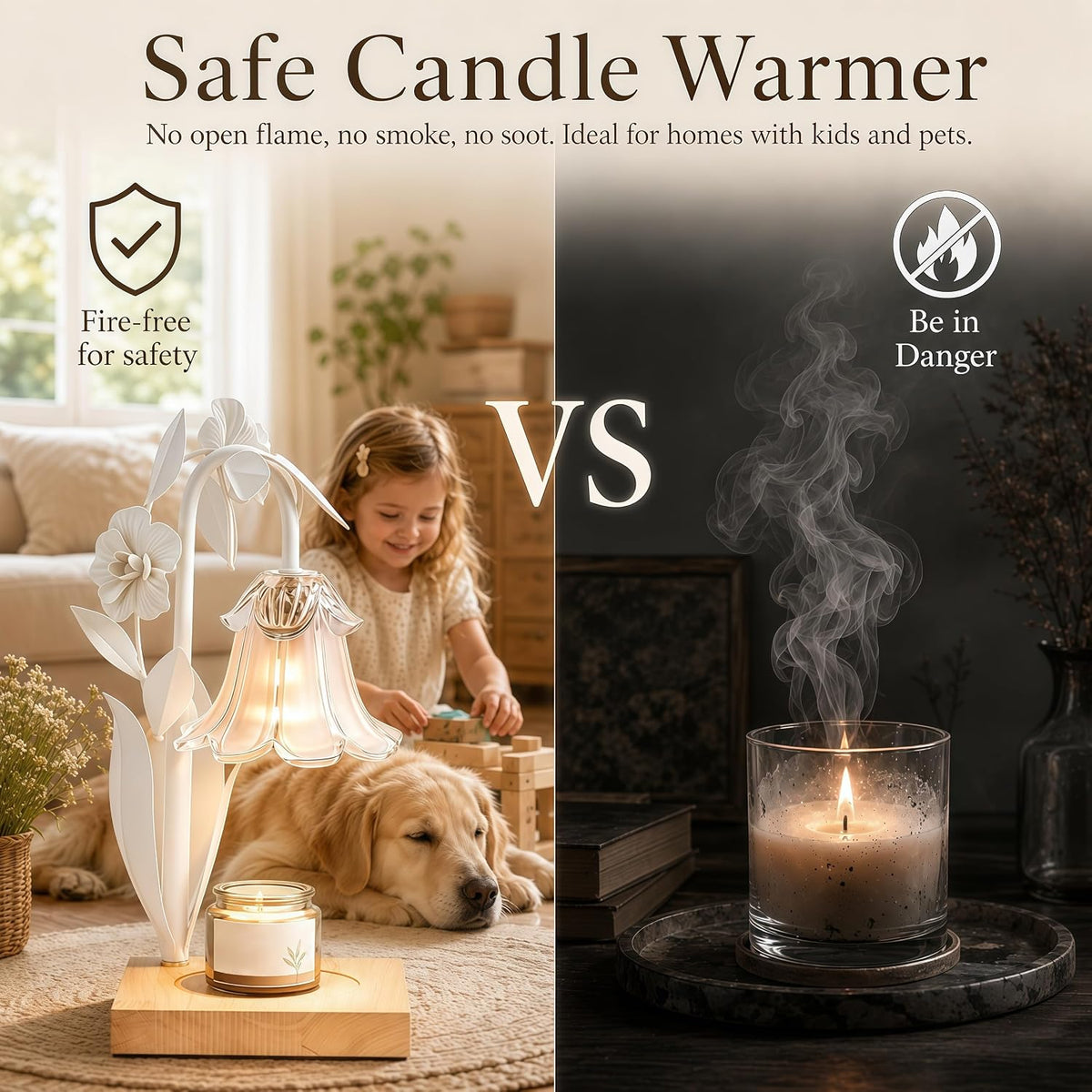 Candle Warmer Lamp with Timer Dimmer, Adjustable Height Flower Candle Lamp Warmer, House Warming Gifts New Home Decor, Mothers Day Birthday Gifts for Women Mom Sister, Wax Melt Warmer for Jar Candles