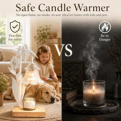 Candle Warmer Lamp with Timer Dimmer, Adjustable Height Flower Candle Lamp Warmer, House Warming Gifts New Home Decor, Mothers Day Birthday Gifts for Women Mom Sister, Wax Melt Warmer for Jar Candles