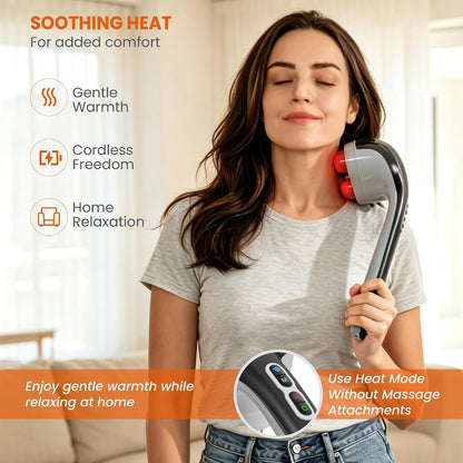 Snailax Cordless Handheld Back Massager with Heat, Percussion, Rechargeable