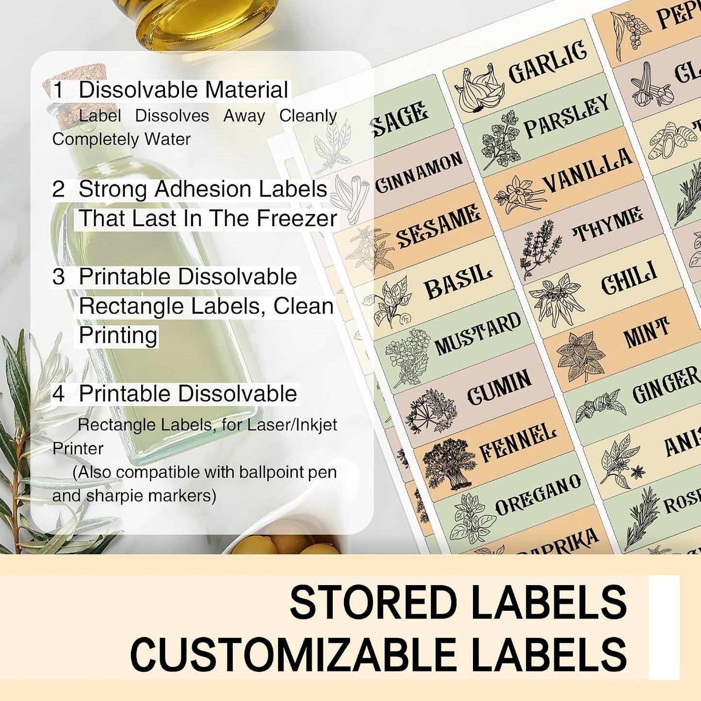 L LIKED 750 Dissolvable Food Stickers Custom 1" x 2-5/8" Inkjet 25 Sheets | Printable sheets for inkjet printers. Track shelf life & prep date. For kitchens, restaurants, food trucks, delis & fast food