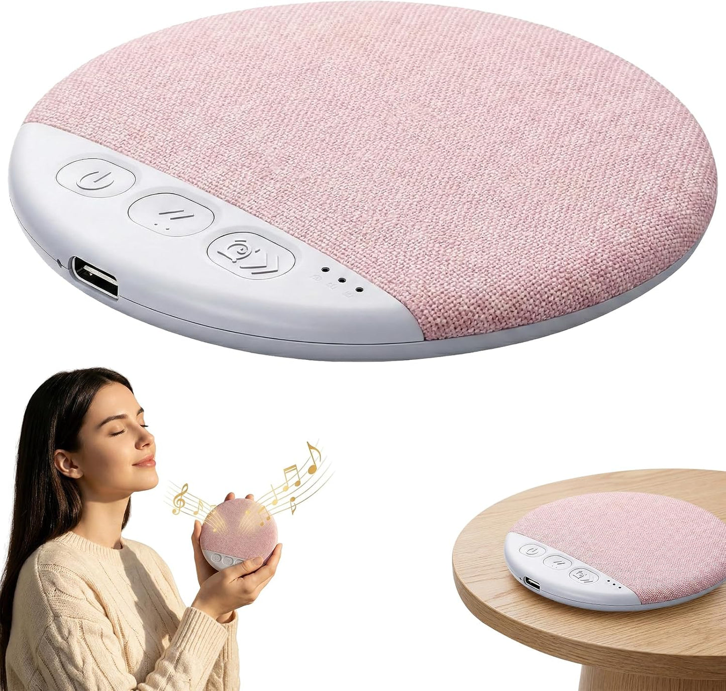 Sleep Pillow Speaker, 2026 New Bluetooth Pillow Speaker,Portable Bluetooth Under Pillow Speaker with White Noise，for Deep Sleeping, for Side Sleepers and Deep Sleep (No Charger (Pink)