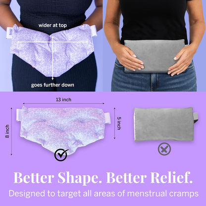 Pixie Microwavable Heating Pad for Period Cramps - Flaxseed & Lavender Weighted Wearable Hot & Cold Reusable TheraPad™ Waist Belt for Menstrual Cramp Pain Relief, Lower Back, Stomach & Feminine Care