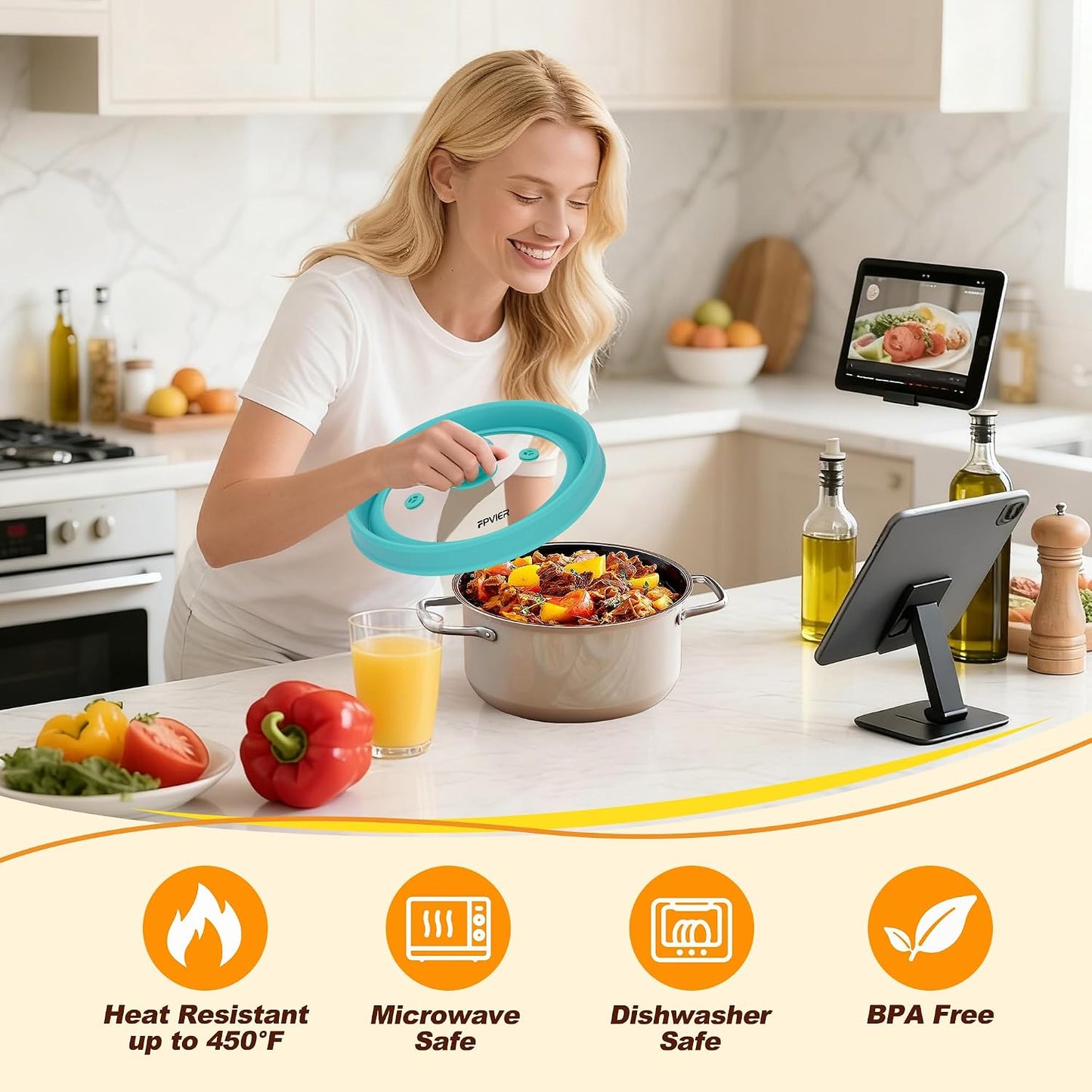 Microwave Splatter Cover, Vented Silicone & Glass Anti-Splatter Lid with Handle, Collapsible Food Plate Cover Fits 6–11 Inch Plates and Bowls (Black, 10.8inch)