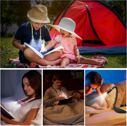 Neck Book Light LED Reading Lamp USB-C Rechargeable, Hands Free, 4 LED Bulbs, 4 Adjustable Brightness, for Reading in Bed or Reading in Car (Green)
