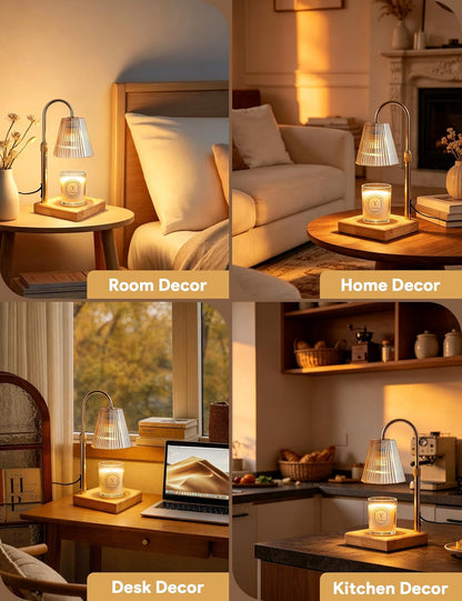 Candle Warmer Lamp Gold, Home Decor, Brithday Gifts for Women Mom | Stepless Brightness Adjustment, 24-Hr Cycle Timer, Adjustable Height for Candles, Includes 2 Bulbs, for Bedroom Living Room