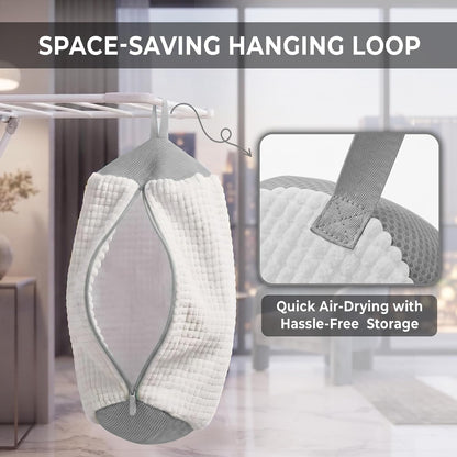 Shoe Washing Machine Bag 3PCS – Laundry Shoes Bag for Washer & Dryer | Reusable Shoe Cleaning Bag, 360° Deep Microfiber Clean,Self-Locking Zipper