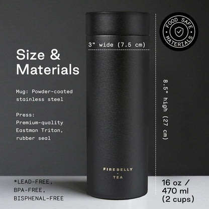 Firebelly Tea, Travel Tea Infuser Mug with Strainer, Insulated Tumbler for Loose Leaf Tea or Coffee, Leakproof Bottle for Hot or Iced Drinks, Stainless Steel Thermos with Lid, Salmon