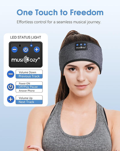 MUSICOZY Sleep Headphones Bluetooth Headband Headphones for Side Sleepers | Sleeping Headbands Wireless Sports Earphones Sweat Resistant Earbuds for Workout Running Cool Gadgets Unique Gifts for Women