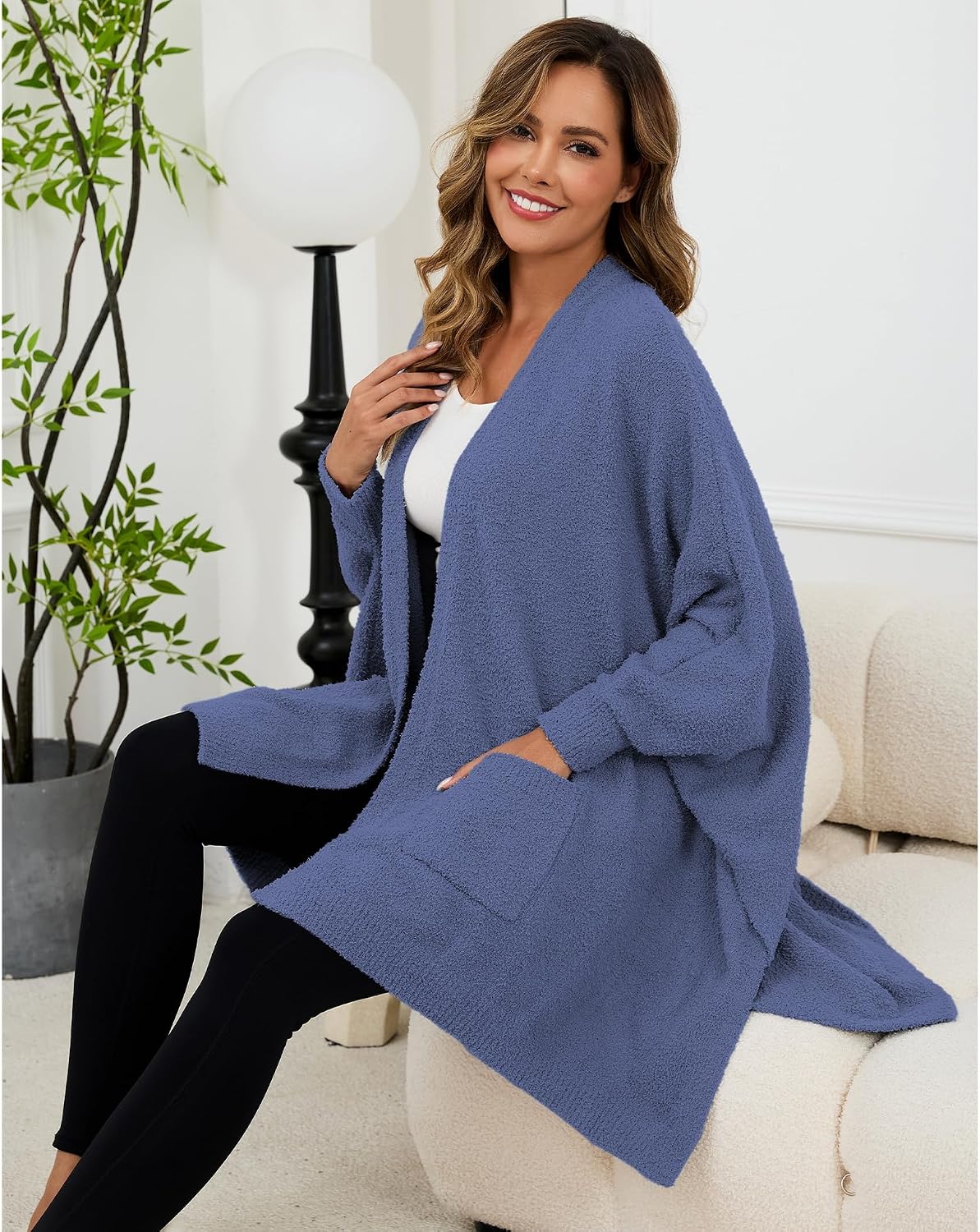 Wearable Blanket Sherpa Poncho Unique Office Work Warm Cozy Shawl TV Throw Blankets, Plush Cape Wrap for Adults