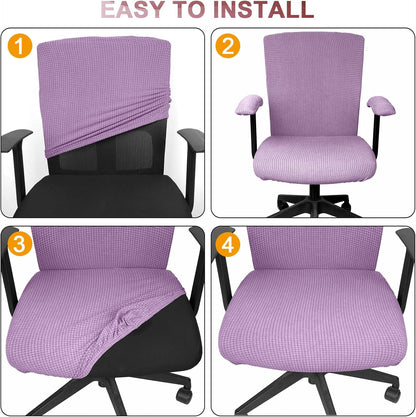 Tallew 4 Pcs Office Chair Covers Set Computer Universal Protective Stretchable Chair Seat Covers Desk Armrest Slipcovers Pads Office Cushion Backrest for Rotating (XL,Silver Gray)