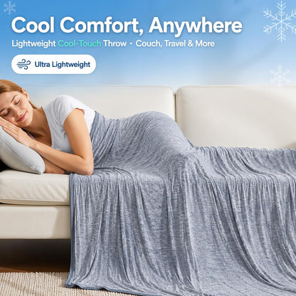 Cooling Blanket Queen Size for Hot Sleepers, Q-Max >0.4, 90 x 90 Inch, Grey