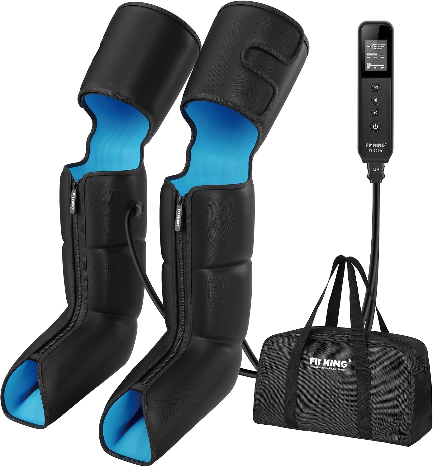 FIT KING Leg Compression Massager with Heat for Circulation and Pain Relief | FSA-HSA, Full Leg & Foot Massage for Swelling Edema RLS, Pressure Sensor, LCD Display, 3 Modes & Levels,Gift for Dad Mom Wife