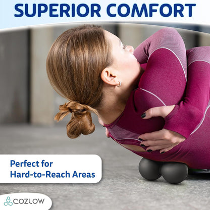 COZLOW Peanut Massage Ball - Deep Tissue Therapy, Pain Relief - Cobalt Blue | Cozlow 5" double lacrosse silicone massage ball, trigger point roller for mobility, acupressure tool for myofascial release