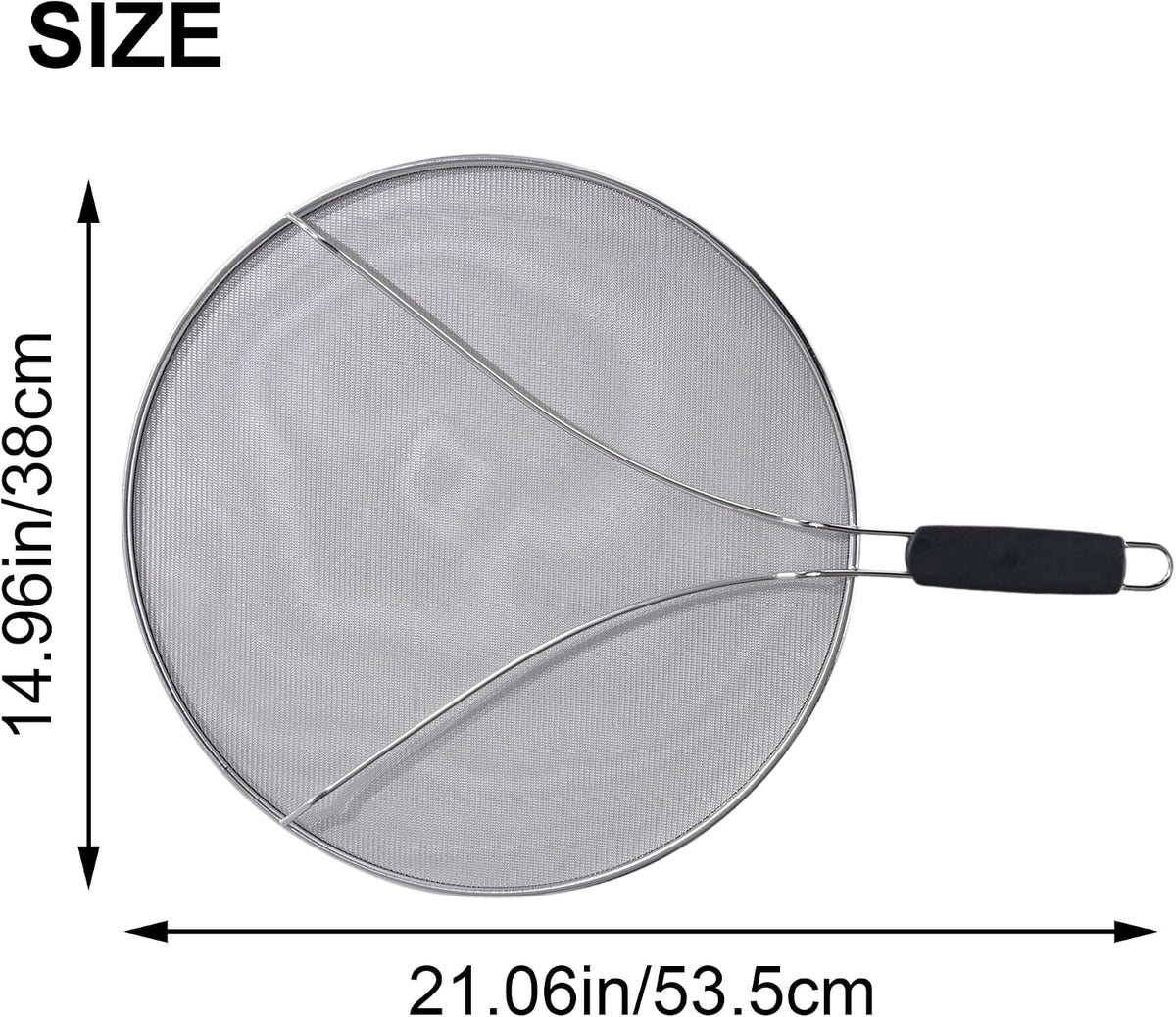 Splatter Screen for Frying Pan, 15 Inch Stainless Steel Grease Splatter Guard Oil Splash Guard with Anti-Slip Handle, Fine Mesh Frying Cover Protect the Skin From Burns