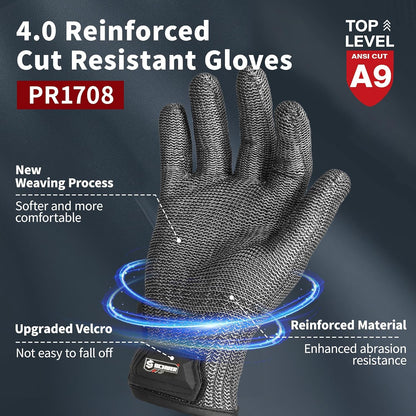 Schwer SlicePro ANSI A9 Cut Resistant Glove PR1706, Stainless Steel Mesh Metal Glove, Food Grade for Kitchen Cooking, Butcher Meat Cutting, Oyster Shucking, Mandoline, Fishing, (M, 1 PCS)