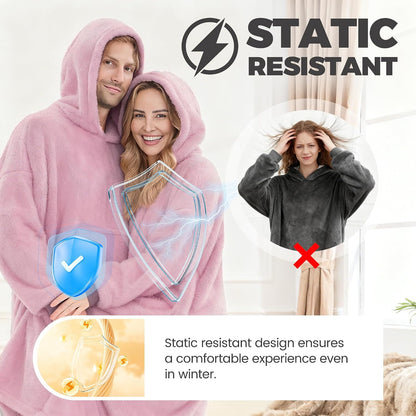 PJGGZ Wearable Blanket Hoodie for Women Men, Fleece Warm Comfy Hooded Sweatshirt with Pockets & Sleeves Cozy Gift for Adult