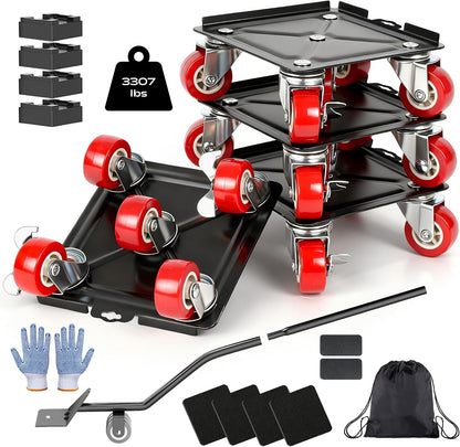 Furniture Dolly with 5 Wheels Heavy Duty Furniture Movers with Wheels Furniture Moving Wheels for Heavy Furniture Dollies Moving Dolly Heavy Duty Furniture Lifter Rollers 2866lbs Load Capacity