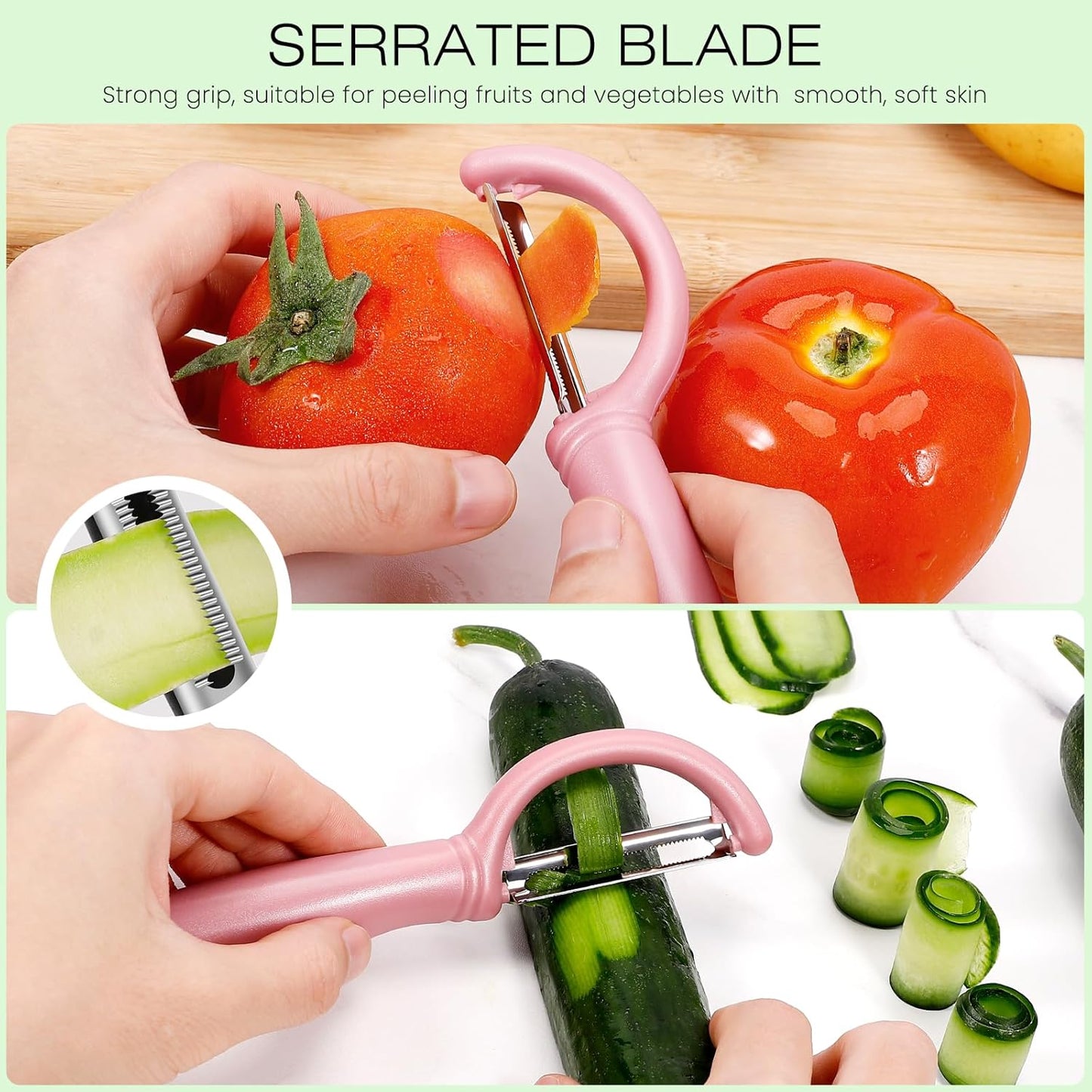 Senbowe Upgrade Potato Peeler for Kitchen, 6PCS Stainless Steel Vegetable Peeler, I and Y Veggie Food Peeler for Apple Fruit Carrot Zucchini Cucumber,Good Grip Makes Peeling Very Easy (Green)