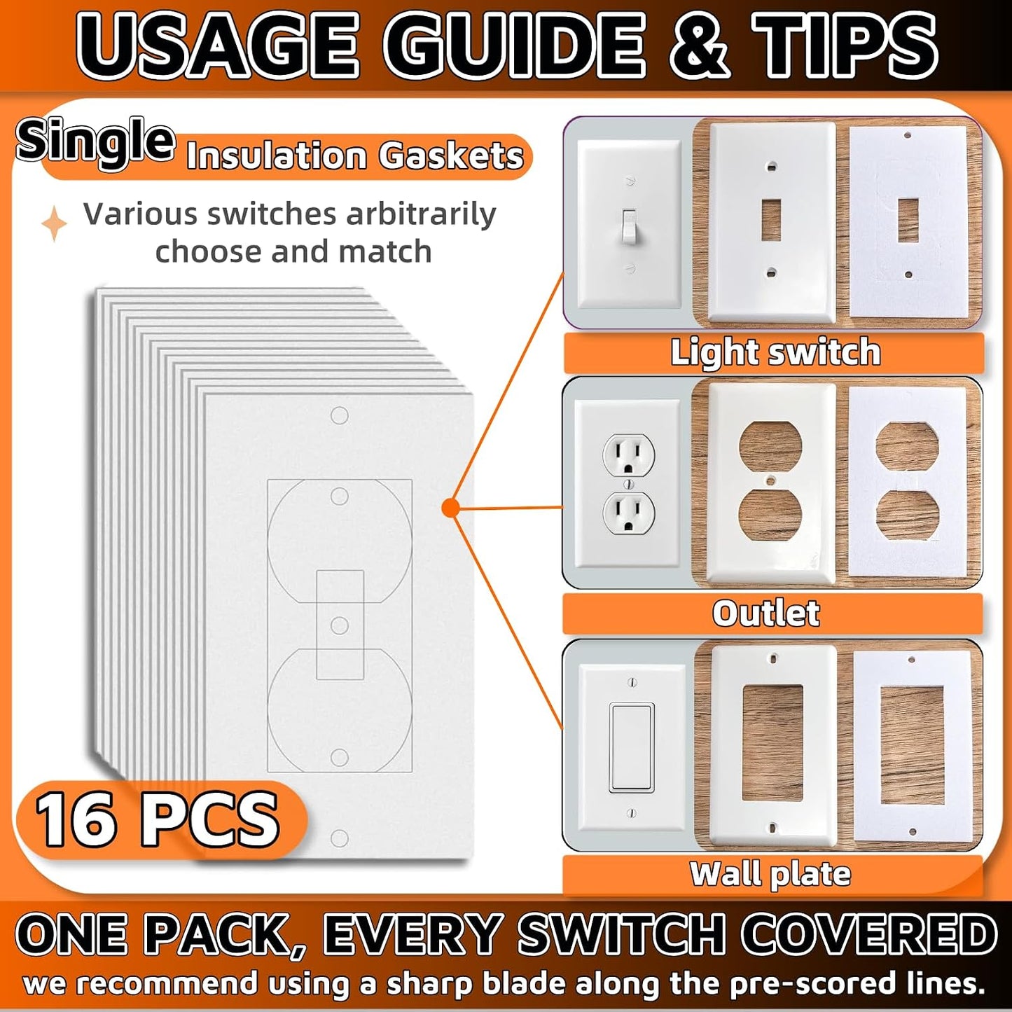 35Pcs Electrical Outlet Insulation Pads，Outlet Insulation And Draft Sealers Foam Outlet Gaskets Insulated Outlet Covers Light Switch Insulation Pads Weatherproof Energy Saving For Switch