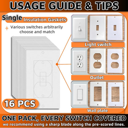 35Pcs Electrical Outlet Insulation Pads，Outlet Insulation And Draft Sealers Foam Outlet Gaskets Insulated Outlet Covers Light Switch Insulation Pads Weatherproof Energy Saving For Switch