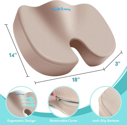 Gel Seat Cushion, Cooling Memory Foam Cushion for Office Chair, Black