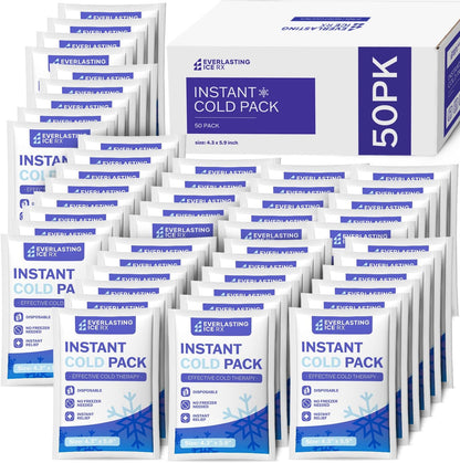 50 Pack Instant Ice Packs for Injuries, Disposable Instant Cold Pack