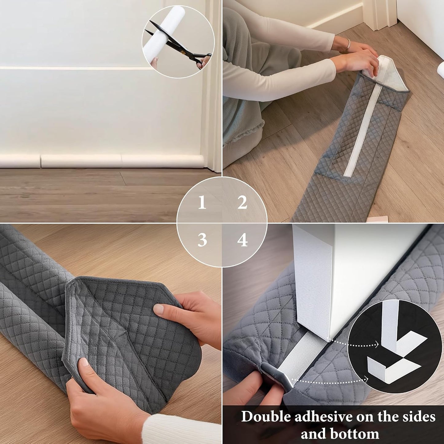 Ciieyuo Premium Velvet Under Door Draft Stopper, Adjustable 30-36 Inches | Door Air Draft Stopper, Easy-to-Install Under Door Gap Filler, Blocks Noise, Cold Air, Light, Dust, and Drafts
