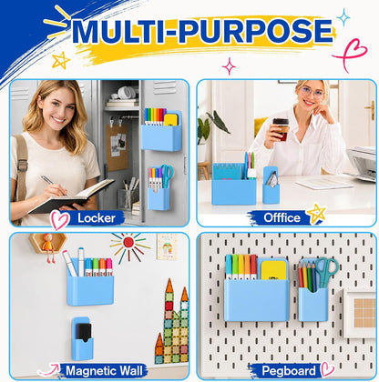 Magnetic Pen Holder, Magnetic Marker Holder, 4 Pack, White | Magnetic Cups for Dry Erase Markers, Pen Organizer for Whiteboard, Refrigerator, Locker, Cruise, Classroom, Office, School