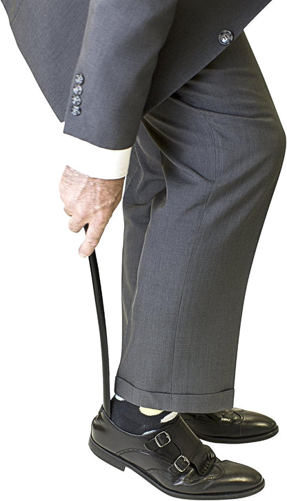 Panoware Set of 2, Extra Long Handle Shoe Horn and Travel Shoe Horn, Black